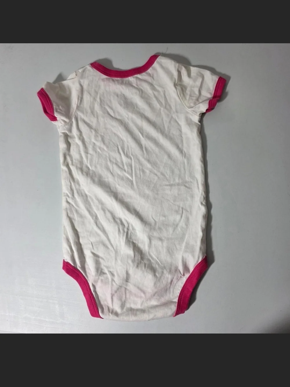 okie dokie White One-Piece with Pink Trim and Butterfly